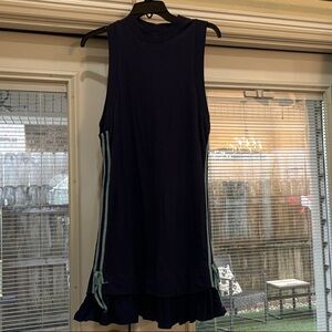 Anthropologie Navy Sleeveless Dress with Mint Side Stripes